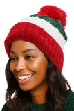Stripe Chenille Knitted Fleece Lined Beanie: ASSORTED / ONE SIZE