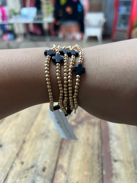 Meghan Browne Grant Gold Black Bracelet
