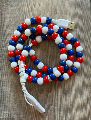 Game Day Phone Cord with Lightening and USB-C: Red/White/Black