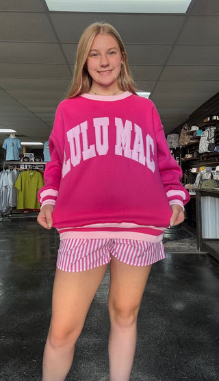 LULU MAC- Striped Pink Shorts