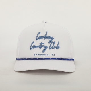 Cowboy Country Club Cursive Roped Hat White