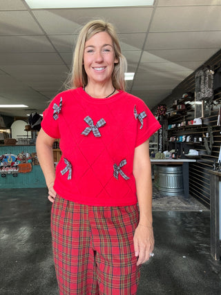 Merry Little Bow Sweater- Red