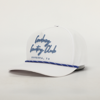 Cowboy Country Club Cursive Roped Hat White