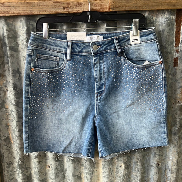 Judy Blue Rhinestone Cut Off Shorts Curvy