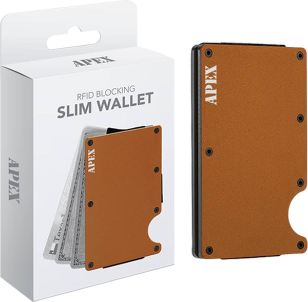 RFID Blocking Minimalist Scratch Resistant Slim Credit Card: Brown