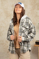 Frayed Hem Hooded Flannel Plaid Jacket