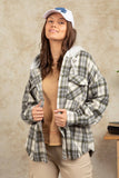 Frayed Hem Hooded Flannel Plaid Jacket