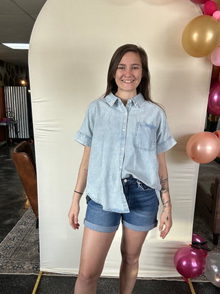 High Rise Double Cuff  Shorts