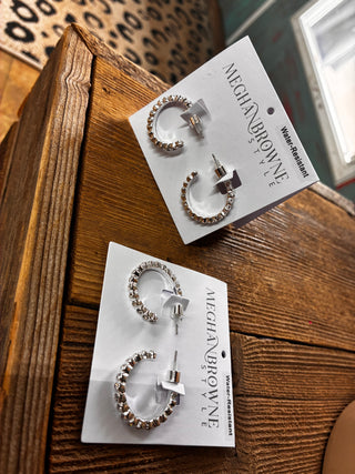 Meghan Browne Viena Silver Clear Earrings
