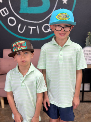 Youth Horizon Stripe Polo- Spring Green