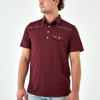 Burlebo Pearlsnap Polo- Maroon