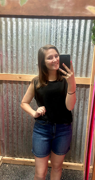 Judy Blue 2 Button Mid Length Dad Shorts