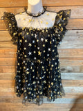 Star Print Tulle Mini Dress
