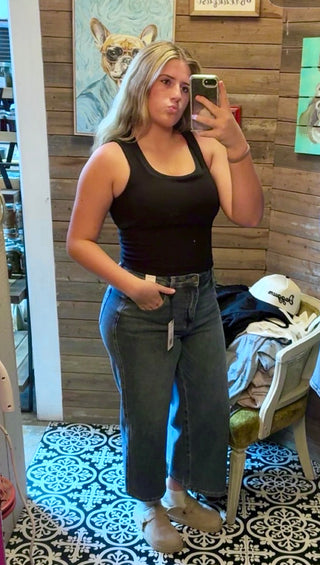 Judy Blue Dottie High Waist Wide Leg Crop Jeans