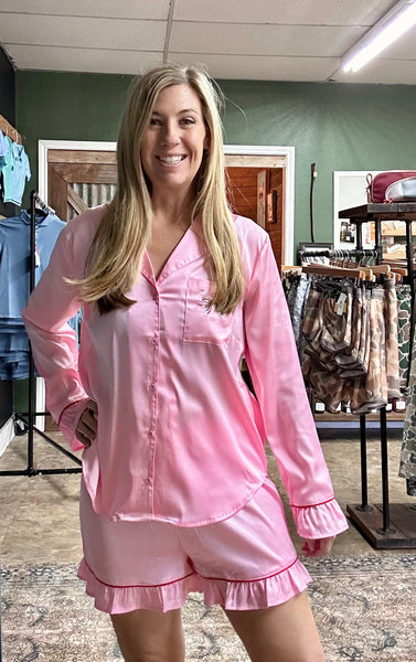 Wrapped Up Like A Bow Satin PJ Set