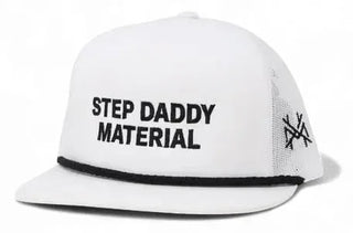 Step Daddy Material Snapback White Hat