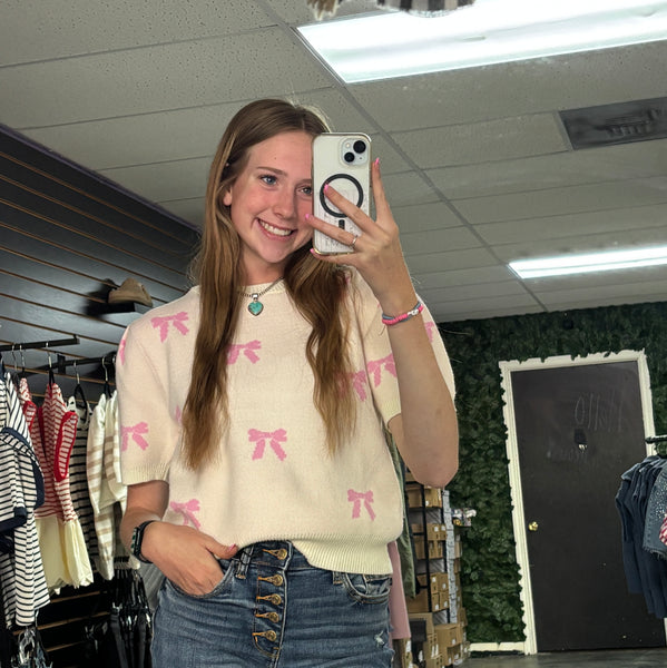 Pink Bow and Breeze Sweater Top