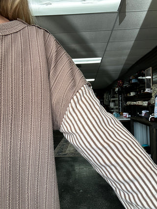 Espresso Yourself Mocha Striped Sleeve Sweater