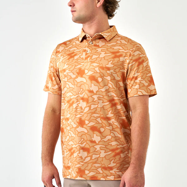 Burlebo Performance Polo - Orange Texas Camo