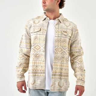 Burlebo Vintage Heavyweight Flannel Whitetail Aztec Cream
