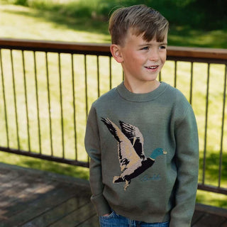 Youth Burlebo Cabin Sweater Olive Duck