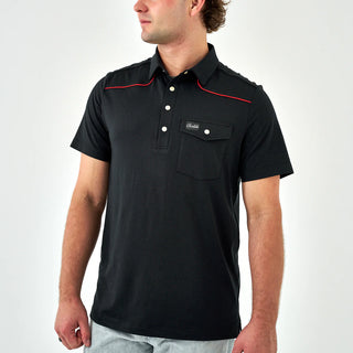 Burlebo Pearlsnap Polo- Black & Red