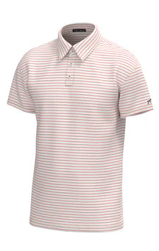 Horizon Stripe Polo- Coral