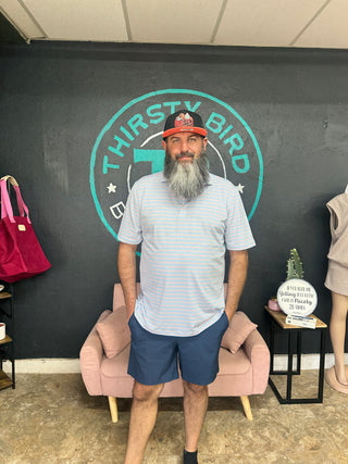 Bayside Stripe Polo-Hawaiian Blue