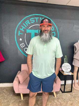 Horizon Stripe Polo- Spring Green