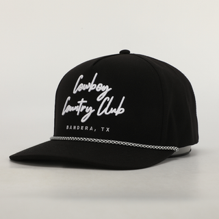 Cowboy Country Club Cursive Roped Hat Black