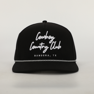 Cowboy Country Club Cursive Roped Hat Black