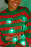 Clear Christmas Tree Led String Light Necklace: GREEN / ONE SIZE