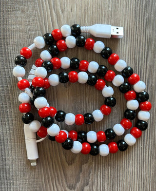 Game Day Phone Cord with Lightening and USB-C: Red/White/Blue