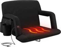 Alpcour Reclining Heated Stadium Seat with Armrests: Red / Extra-Wide