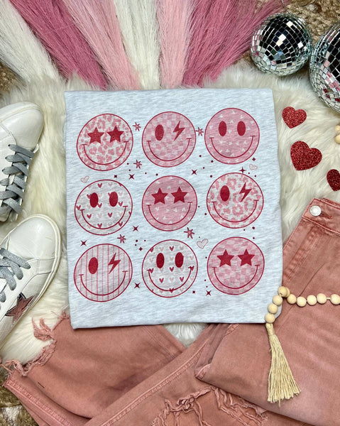 Valentine's Day Smiley Face Graphic Tee